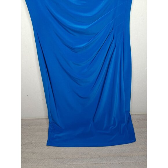 Lauren Ralph Lauren Womens Dress Cobalt Blue Cowl Neck Sleeveless Ruched Size 10 - Picture 6 of 9